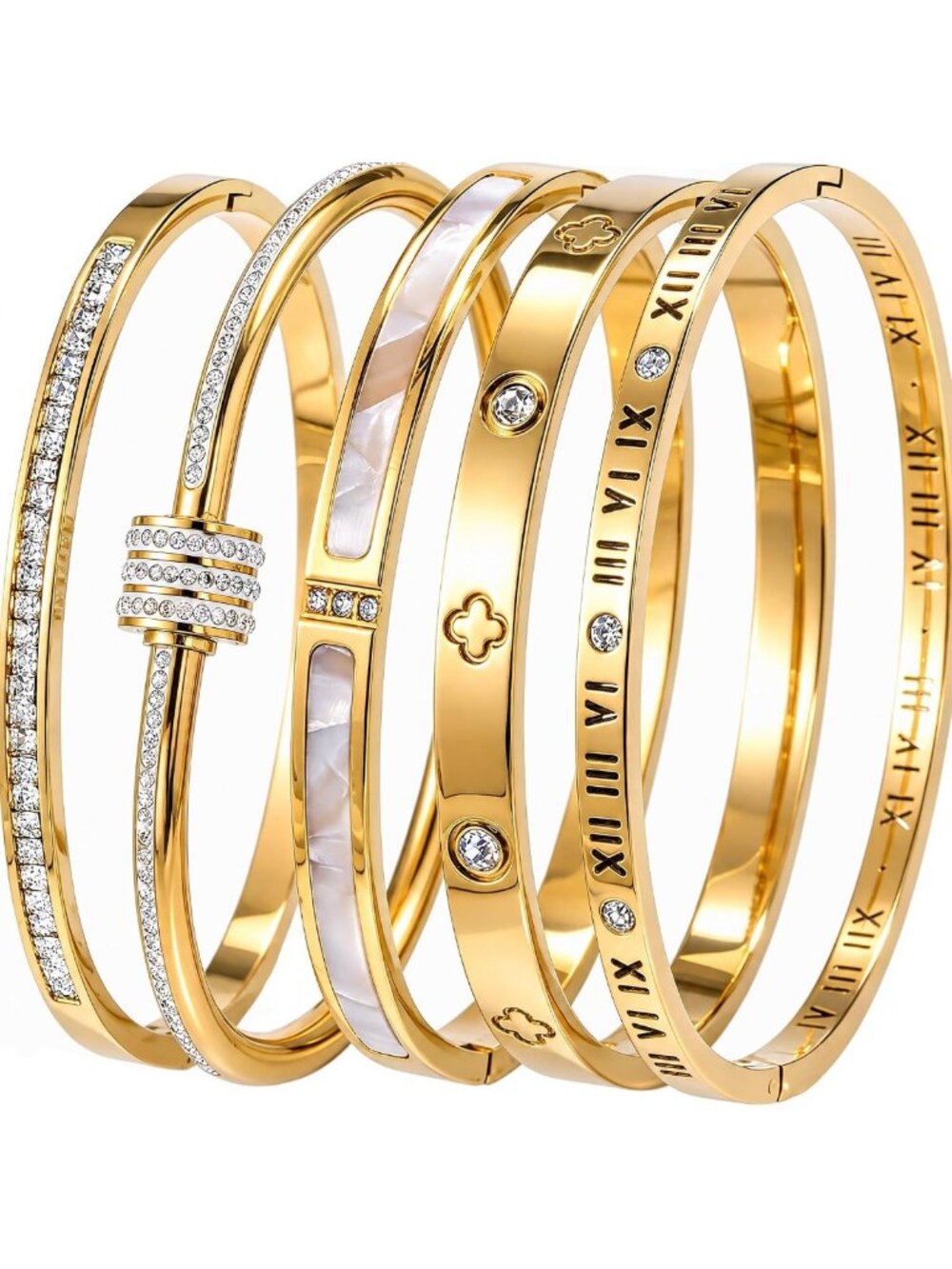 Elegant 18K Gold Plated Bangle Bracelet for Women - Durable Stainless Steel